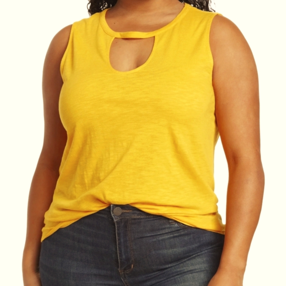 Sanctuary Sunny Cutout Tank Top in Sorbet Yellow Plus Size 2X